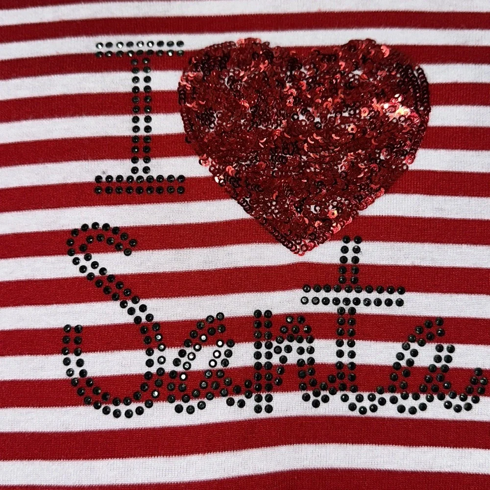 Christmas‎ Holiday Girls Dress I Live Santa Rhinestones & Sequins size 14/16